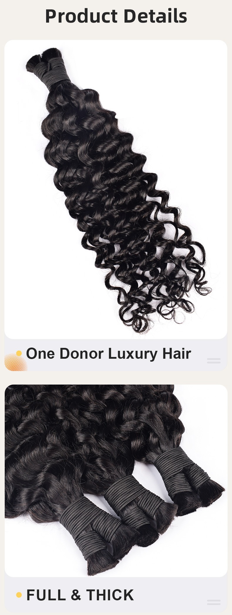 Deep curly black real hair, great for versatile styling